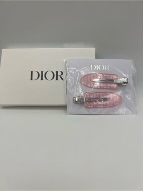 Dior Pink Monogram Resin Hair Clips - Pair